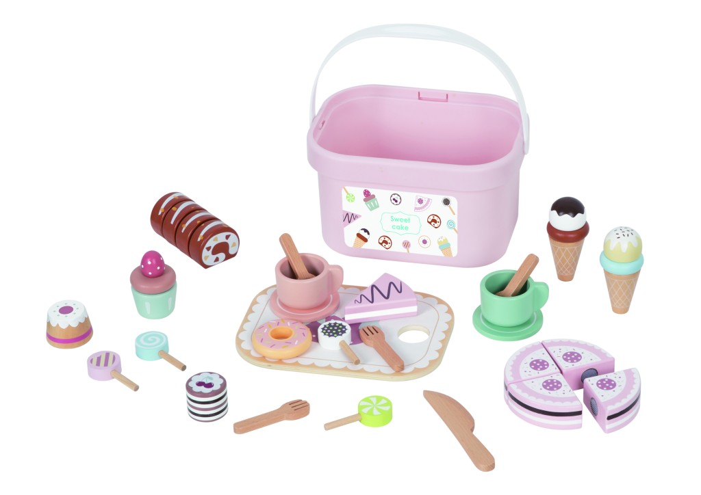 Alltoys Dřevěný čajový set v kyblíku