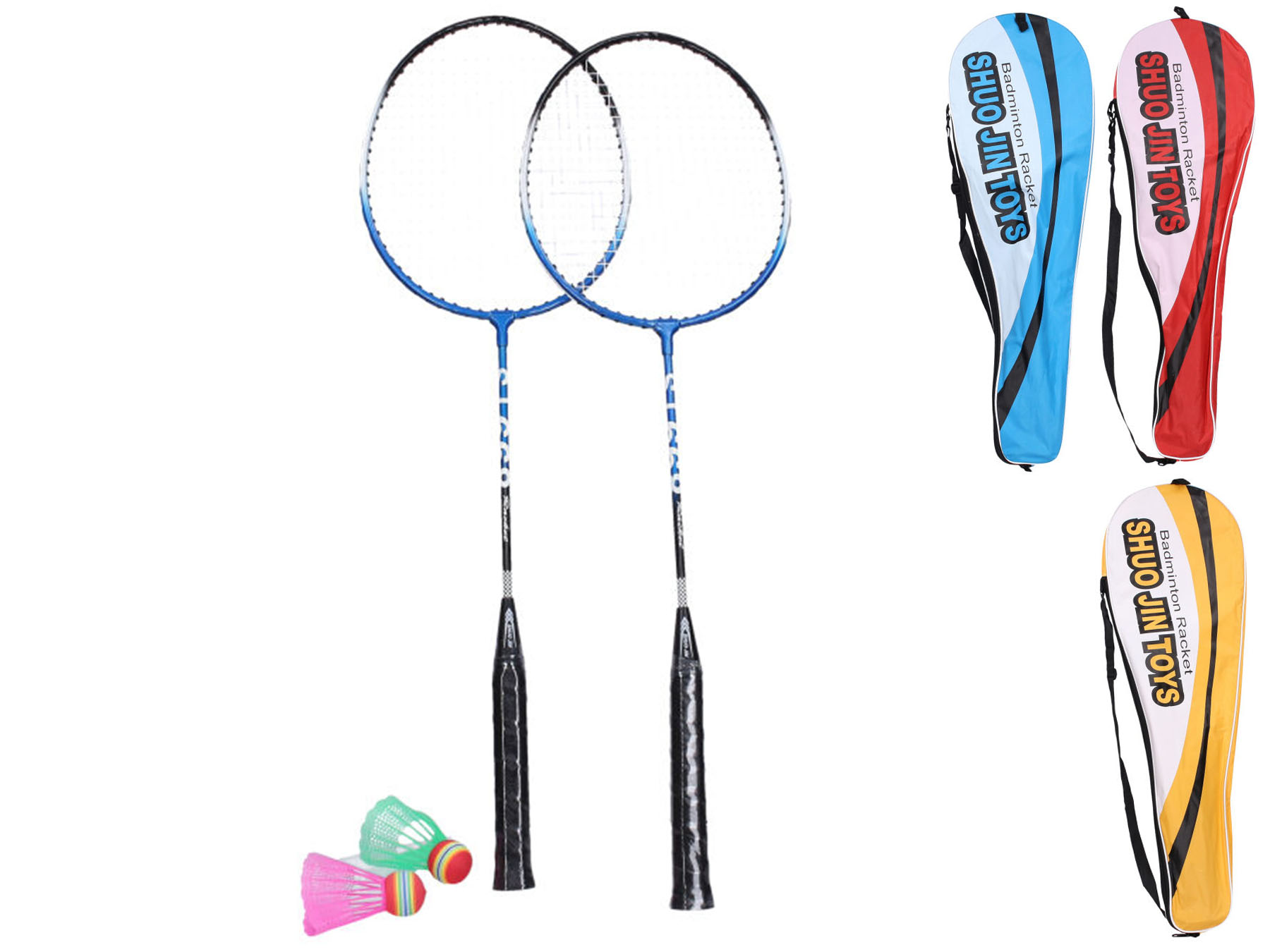 Mikro Trading Badmintonové rakety 65cm kov 2ks s košíčkem 2ks 3barvy
