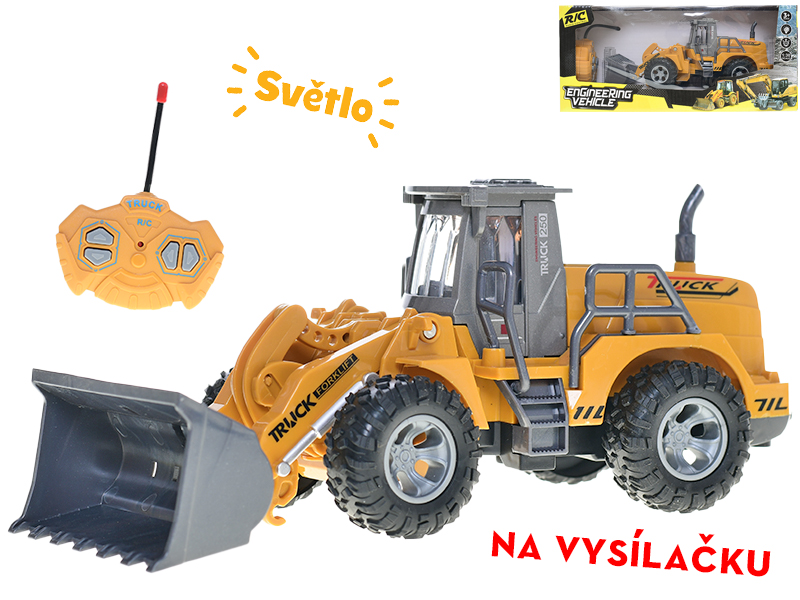 Mikro Trading R/C bagr nakladač 23cm 27MHz plná funkce na baterie se světlem v krabičce