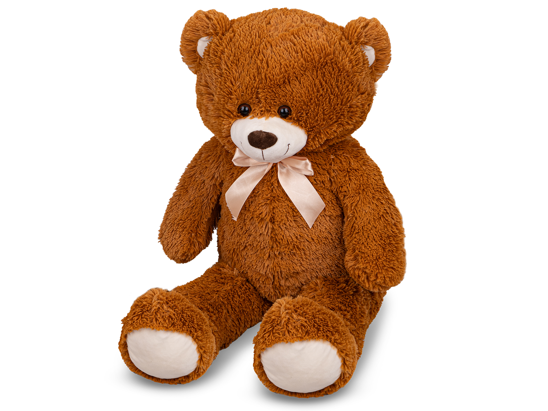 Plush Friends medvěd plyšový 80cm tmavě hnědý s mašlí 0m+