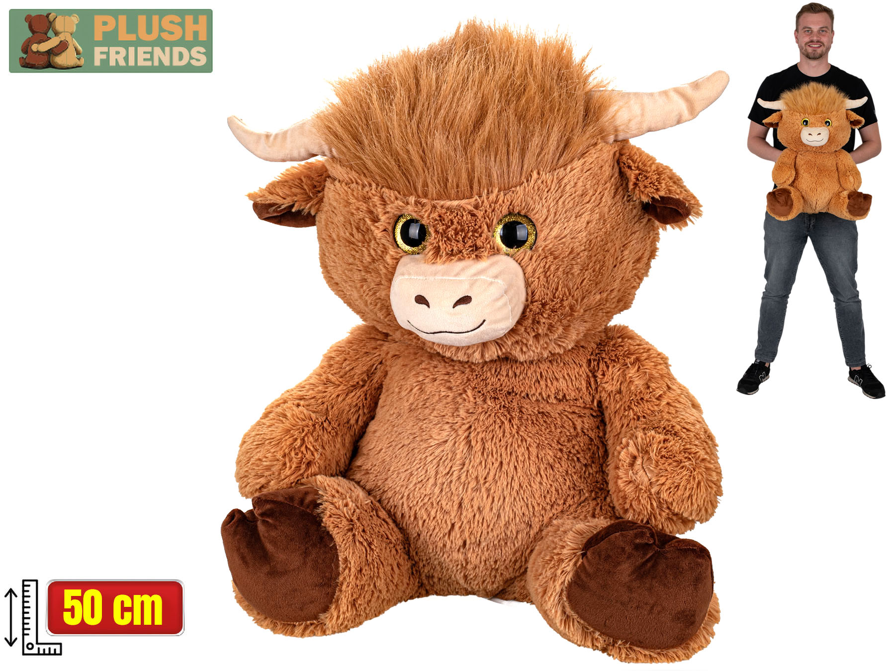 Plush Friends skotský náhorní skot plyšový 50cm sedící 0m+
