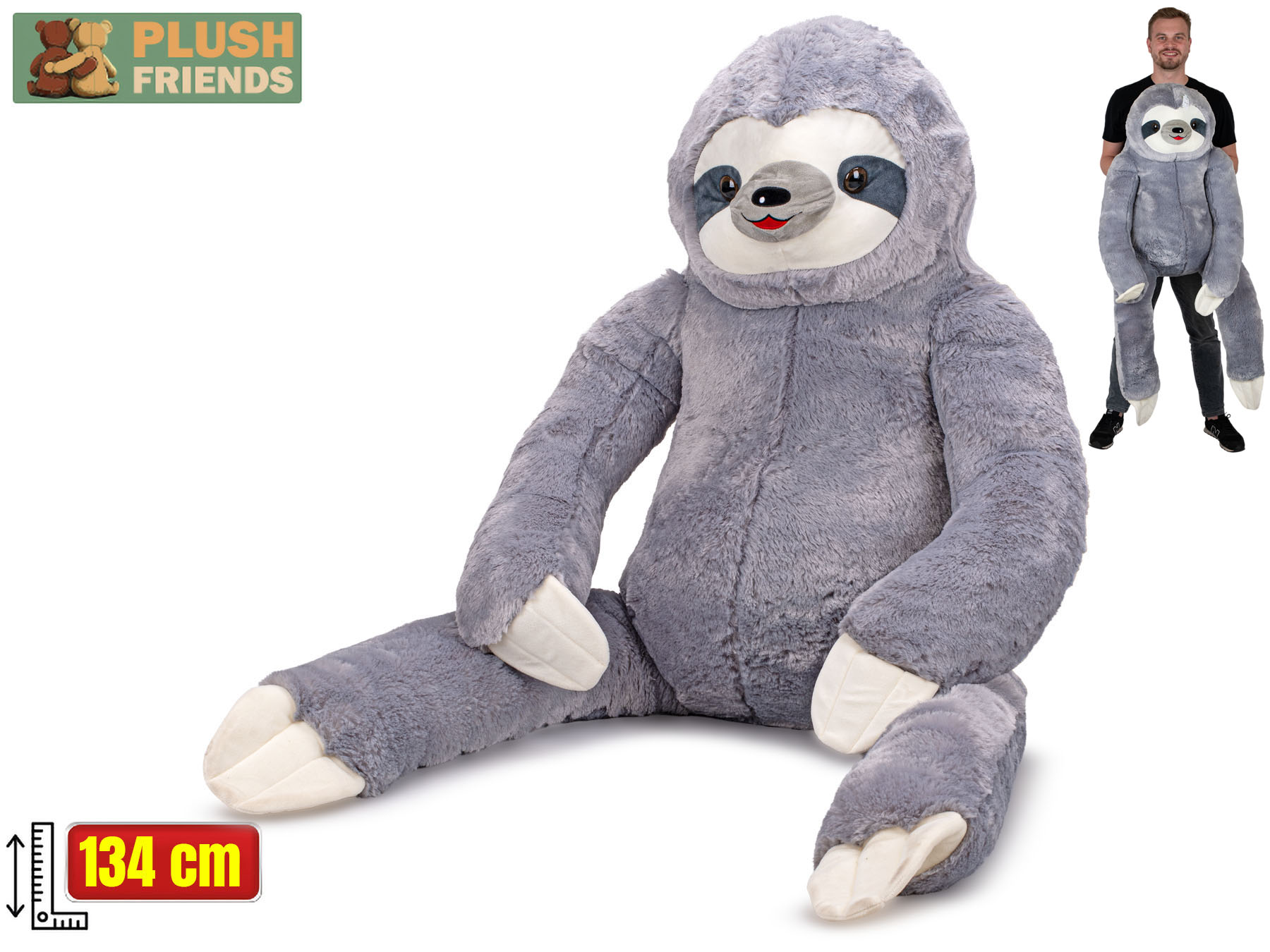 Plush Friends lenochod plyšový 134cm sedící 0m+