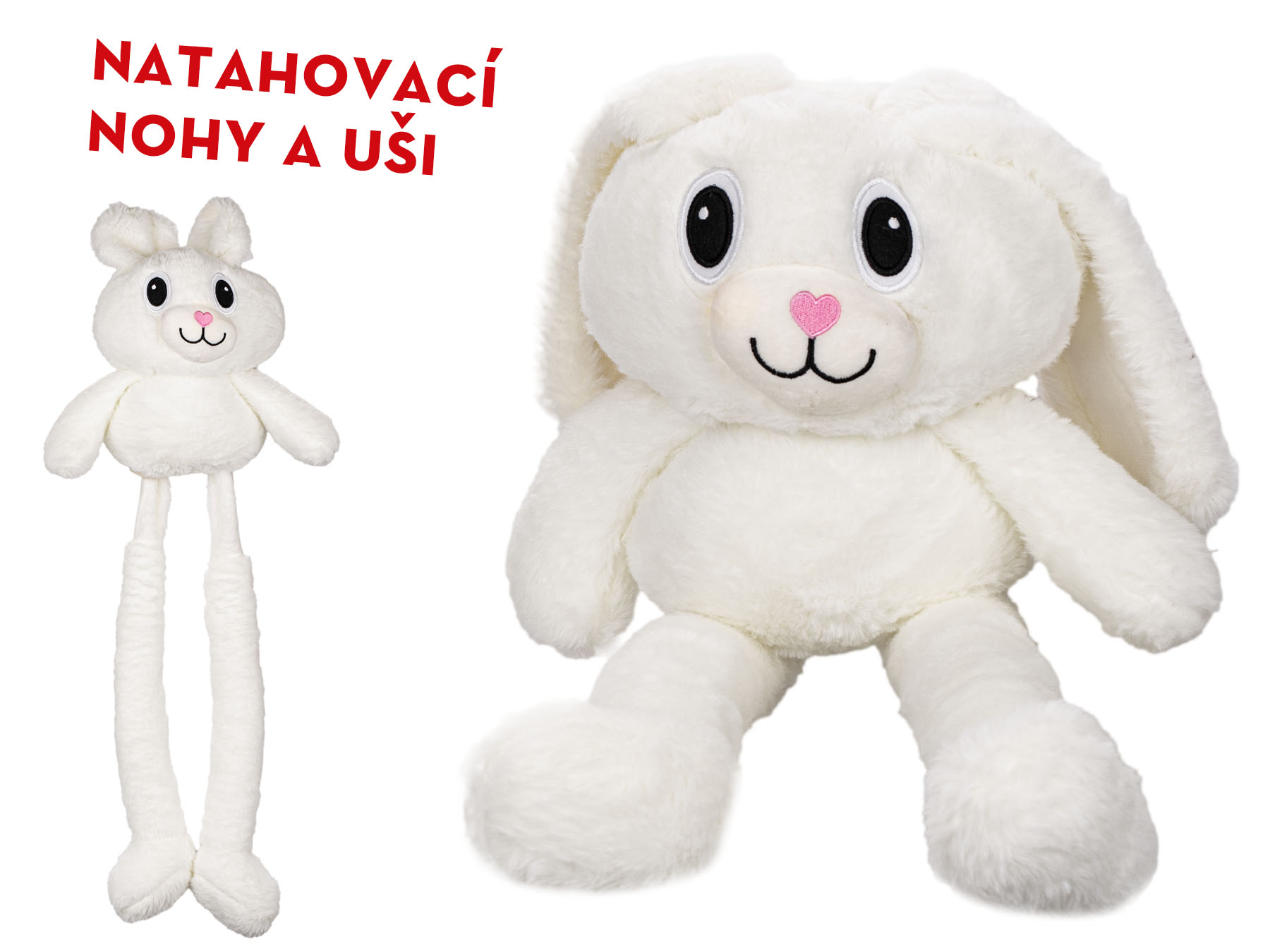 Mikro Trading Králík plyšový 80cm natahovací nohy/uši 0m+