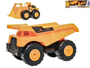 Mikro Trading Auta stavební bagr nakladač 24cm + stavební sklápěčka 26cm volný chod v krabičce