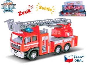 Kids Globe Traffic hasiči CZ 14cm kov zpětný chod na baterie světlo a zvuk
