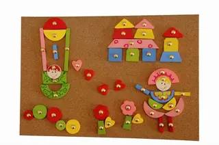 Woody Deska s přibíjecími tvary - Růžová