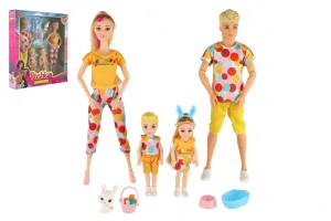 Teddies Panenka s panáčkem 30cm s dětmi 2ks - rodina plast s doplňky v krabici 29x30x6cm