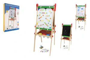 Teddies Tabule oboustranná magnetická dřevo černá/bílá 35x43cm s rolí papíru s doplňky v krabici 40x61cm