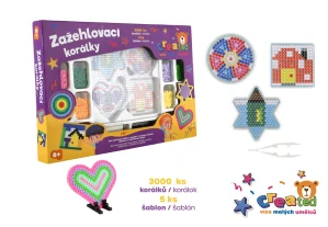 Teddies Zažehlovací korálky created 3000ks + 4 podložky s doplňky v krabici 40x27x3,5cm