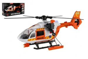 Teddies Vrtulník/Helikoptéra záchranářská plast 32cm na baterie se světlem se zvukem v krabici 34,5x19x12cm
