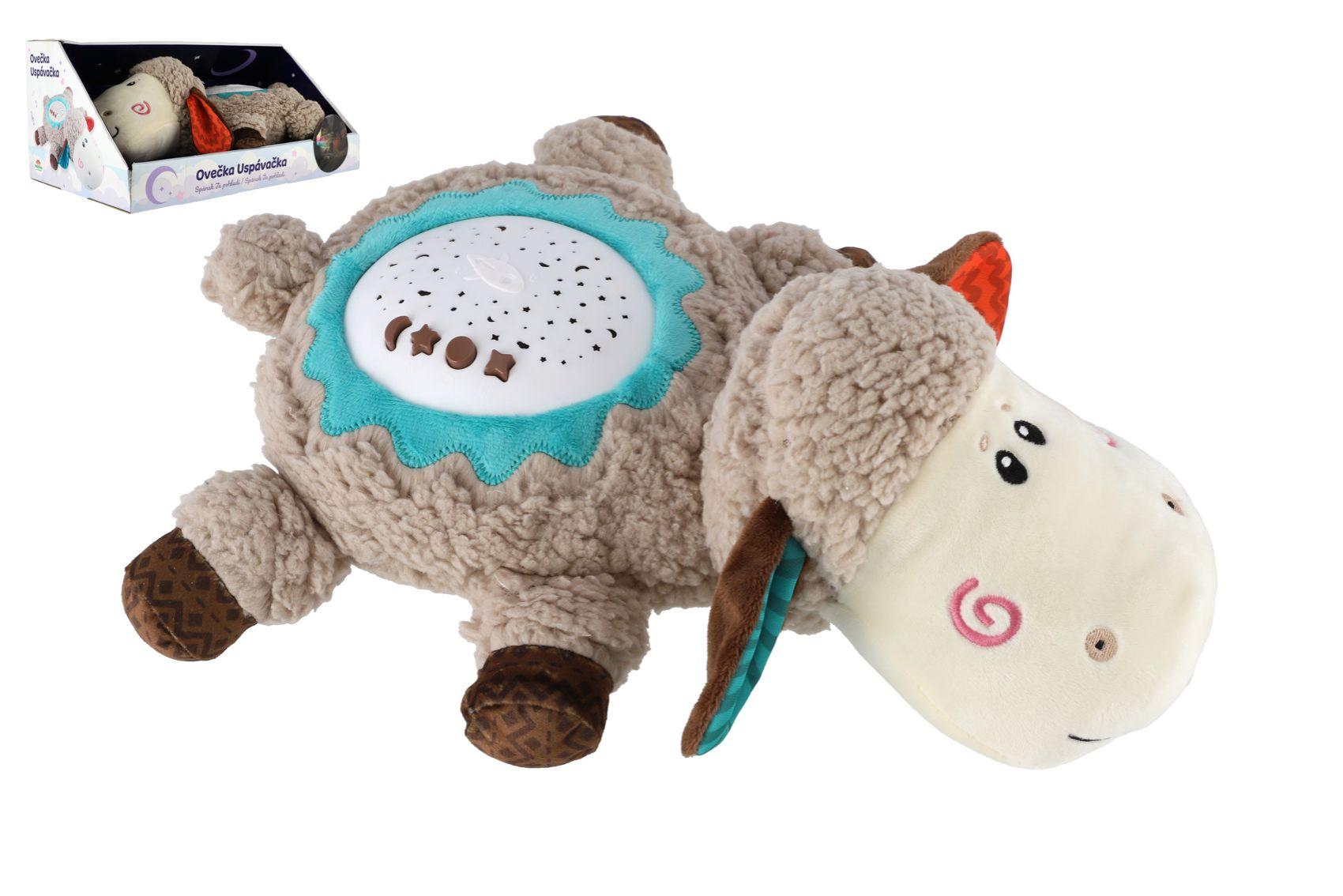 Teddies Ovečka uspávačka/usínáček projektor plyš/plast 35x22cm na baterie se zvukem,světlem v krabici 6m+