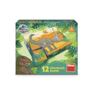 Dino Dřevěné licenční kostky Jurský svět – 12 kostek