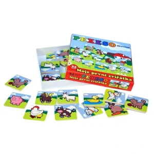 Teddies Pexeso Moje první zvířátka dřevěné 24 dílků pro nejmenší v krabičce 19,5x19,5x3,5cm