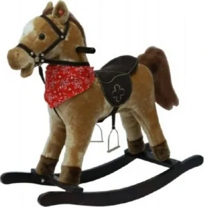 Teddies Kůň houpací hnědý plyš na baterie 71cm se zvukem a pohybem nosnost 50kg v krabici 62x56x19cm
