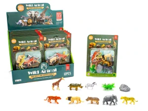 Zvířátka safari 6cm 8ks s doplňky na kartě