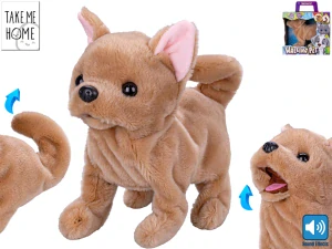 Mikro Trading Take Me Home pes plyšový 21cm hnědý na baterie štěkající a vrtící ocasem 12m+ v krabičce