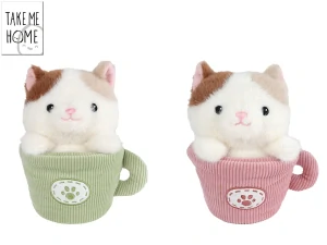 Mikro Trading Take Me Home kočka v kávovém hrnku plyšová 18cm 2barvy 0m+