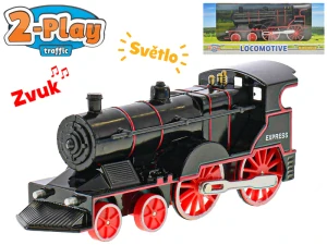 Mikro Trading 2-Play Traffic lokomotiva kov 14cm zpětný chod na baterie se světlem a zvukem v krabičce