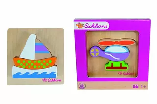 Dřevěné puzzle dopravní prostředek - lodička