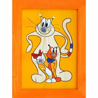 Ručně malovaný dřevěný obrázek č. 105 Kočky 25 x 33 cm
