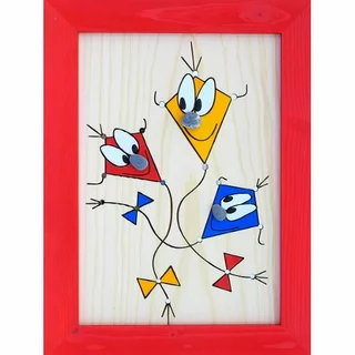 Ručně malovaný dřevěný obrázek č. 110 Draci 25 x 33 cm