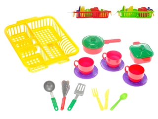 Mikro Trading Nádobí s odkapávačem 3 barvy v síťce