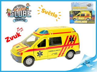 Mikro Trading Ambulance kovová na zpětný chod na baterie se světlem a zvukem