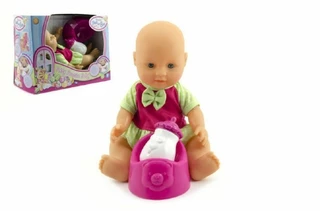 Teddies Miminko s doplňky 30 cm pijící a čůrající plast v krabici 30 x 22 x 13 cm