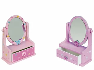 Teddies Zrcadlo šperkovnice zásuvka dřevo 16,2 x 24,2 x 8,5 cm asst v krabici