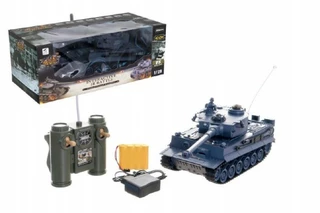 Tank RC plast 33 cm TIGER I 27MHz na baterie+dobíjecí pack se zvukem a světlem v krabici 40 x 15 x 19 cm