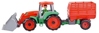 Lena traktor nakladač s přívěsem na seno s figurkou v krabici 53 x 19 x 16 cm