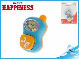 Chrastítko telefon 9 cm s kuličkami Baby´s Happiness 3 m+ na kartě