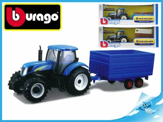 Bburago 1:32 Farm Tractor New Holland W8 s vlečkou 3 druhy v krabičce