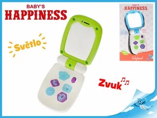 Telefon 17x6,5cm se zrcátkem na baterie se světlem a zvukem Baby´s Happiness 12 m+ v krabičce