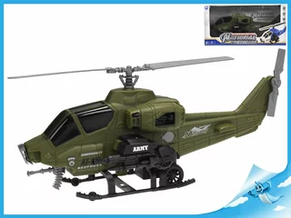 Helikoptéra vojenská 36 cm na setrvačník v krabičce