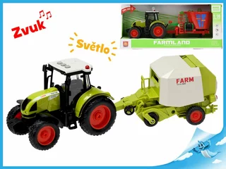 Traktor s vlečkou 1:16 na setrvačník se světlem a zvukem - 2 druhy
