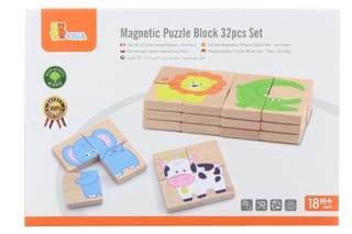 Viga Dřevěné magnetické puzzle - zvířátka