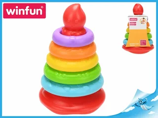Pyramida 20cm s barevnými kroužky 5ks 6m+ na kartě