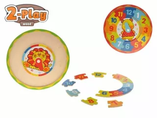 Hodiny dřevěné puzzle 2-Play 25x25x1,5cm