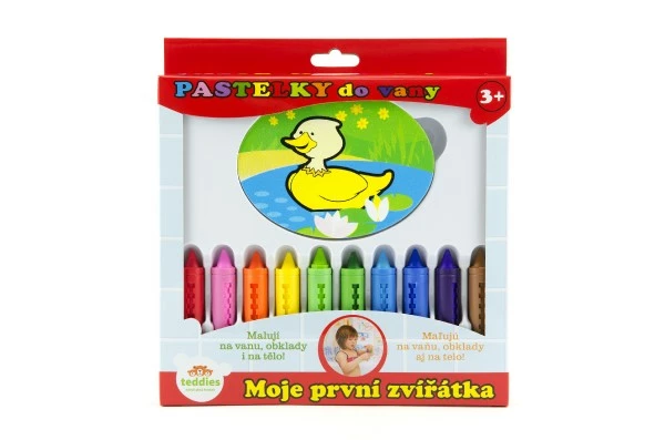 Pastelky do vany Moje první zvířátka 10 ks s houbičkou v krabičce