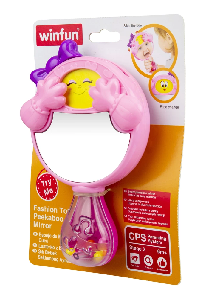 Winfun Chrastítko zrcátko 17 cm pohyblivé části 6 m+ na kartě