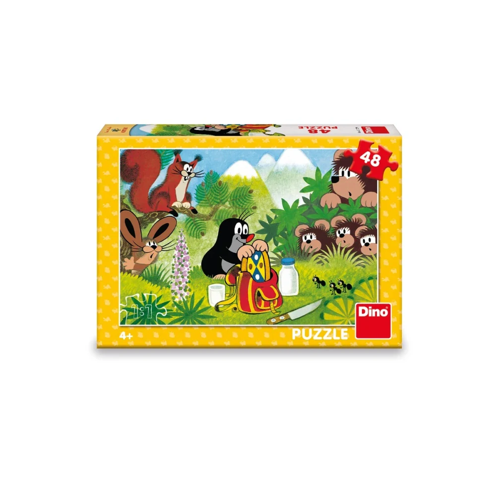 Dino Puzzle Krtek a svačina 48 dílků 26x18cm v krabici 27x19x4cm