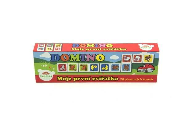 Teddies Domino Moje první zvířátka 28ks společenská hra v krabičce 21x6x3cm