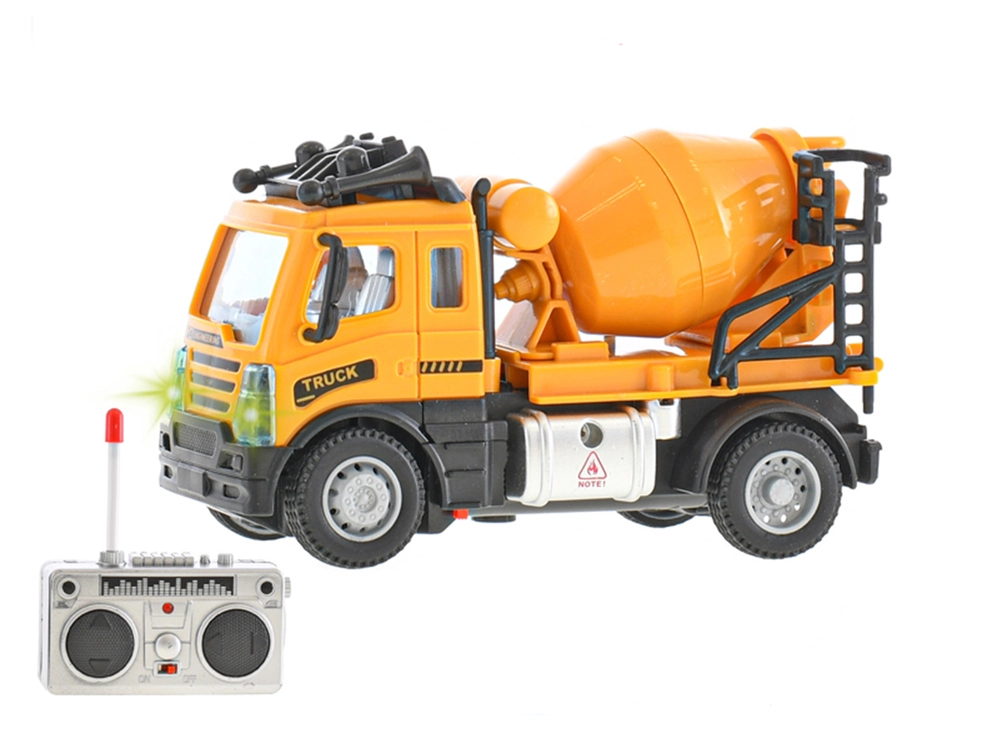 R/C auto stavební domíchávač 12cm 1:64 plná funkce na baterie se světlem 27MHz v krabičce