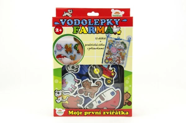 Teddies Vodolepky Moje první zvířátka farma pěnová sada se síťkou 12ks v krabici 19x27x5cm