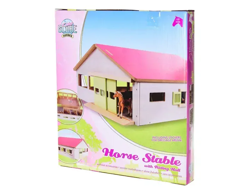 Kids Globe 610271 Horse stáj pro koně dřevěná 62x56x26cm 1:32 v krabičce