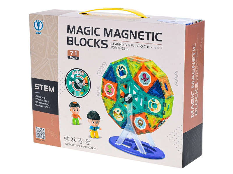 Stavebnice magnetická 71ks v krabičce