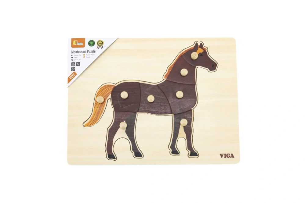 Viga Dřevěná montessori vkládačka - kůň