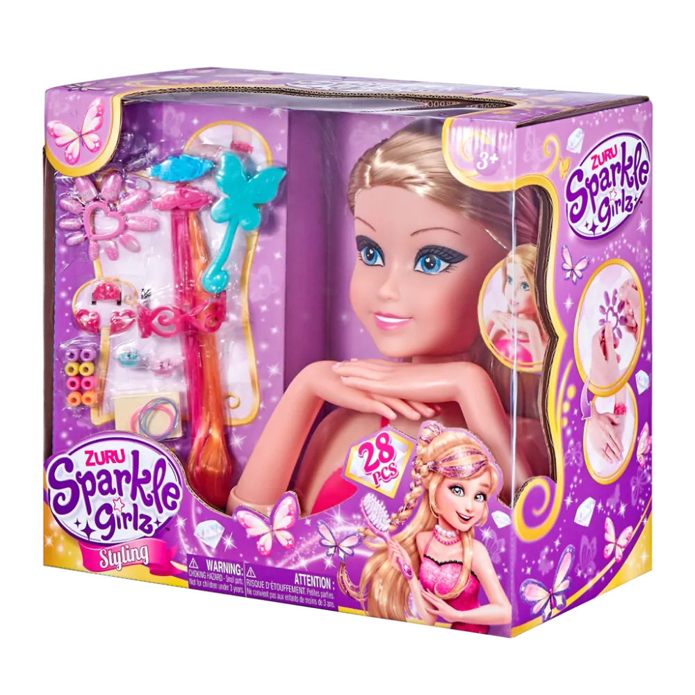 Česací hlava Sparkle Girlz s doplňky
