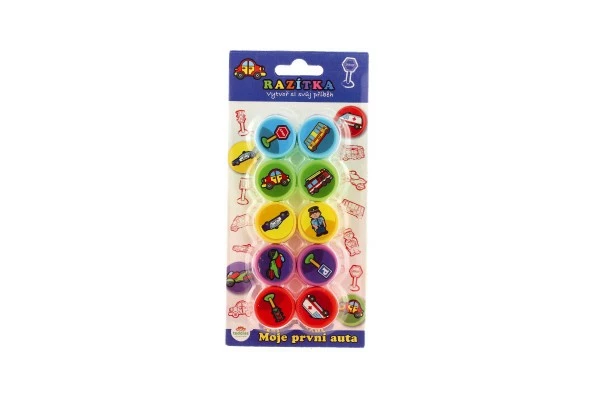 Teddies Razítka samotiskací Moje první auta plast 10ks 2,5x4cm na kartě